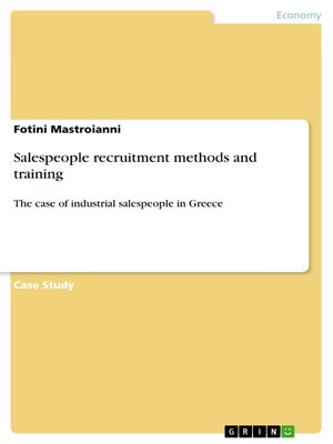 cover image of Salespeople recruitment methods and training